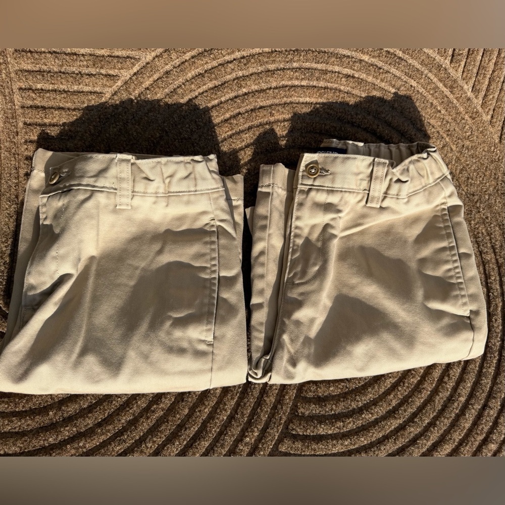 Bundle Lot (2) Lands End School Uniform Casual Khaki Shorts Sz 12 Adjustable